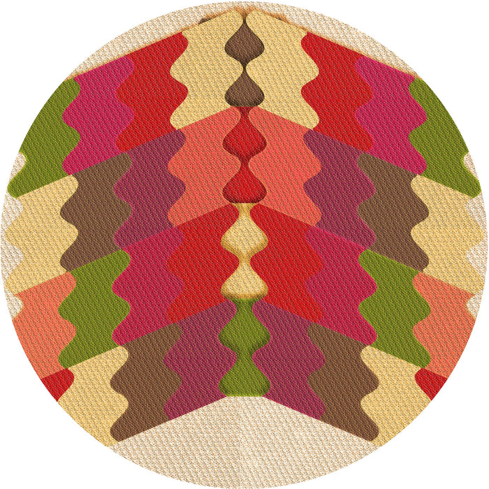 Square Patterned Yellow Orange Rug, pat854org