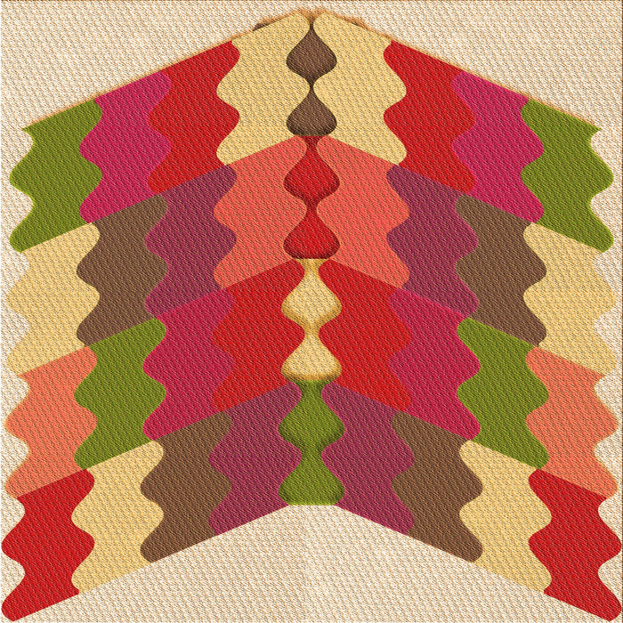 Round Patterned Yellow Orange Rug, pat854org