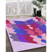 Patterned Dark Orchid Purple Rug in Family Room, pat854pur