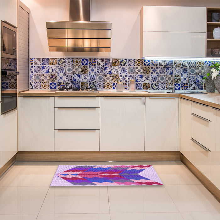 Patterned Dark Orchid Purple Rug in a Kitchen, pat854pur