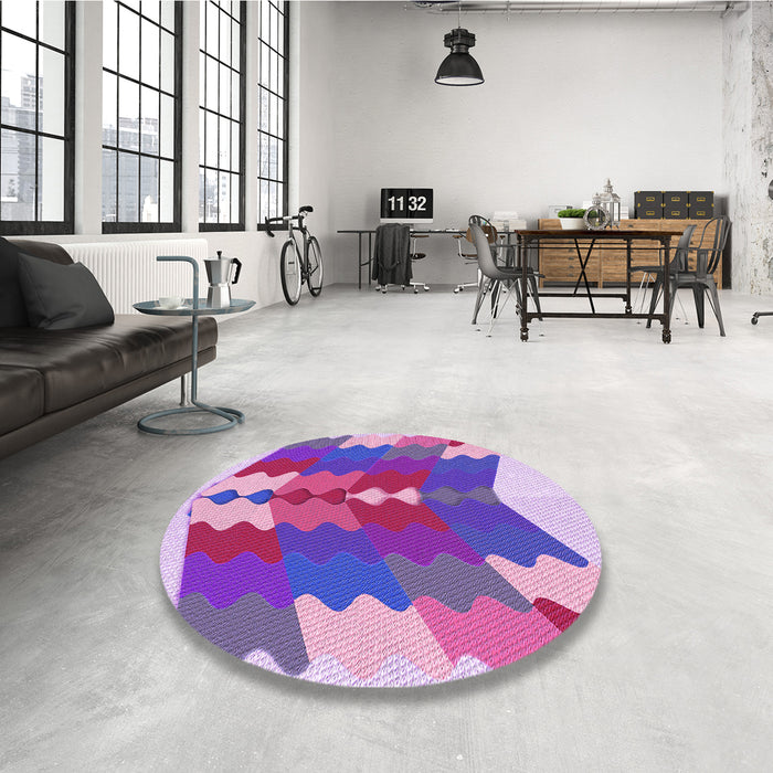 Round Patterned Dark Orchid Purple Rug in a Office, pat854pur