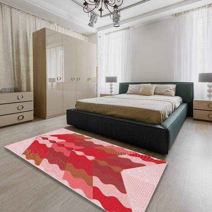 Patterned Light Salmon Pink Rug in a Bedroom, pat854rd