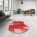 Round Patterned Light Salmon Pink Rug in a Office, pat854rd