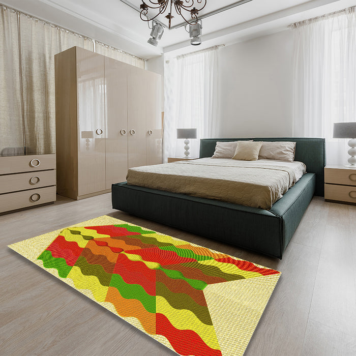 Patterned Green Rug in a Bedroom, pat854yw