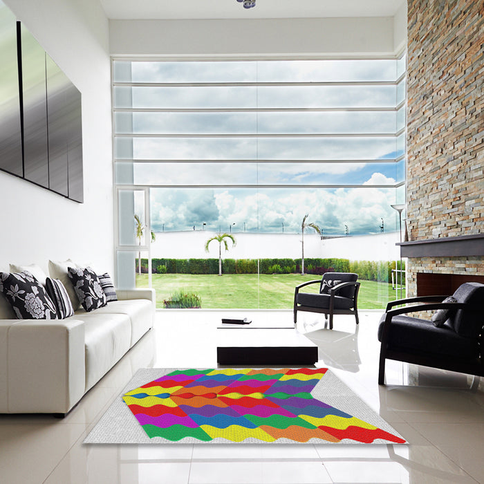 Square Machine Washable Transitional Pink Rug in a Living Room, wshpat854