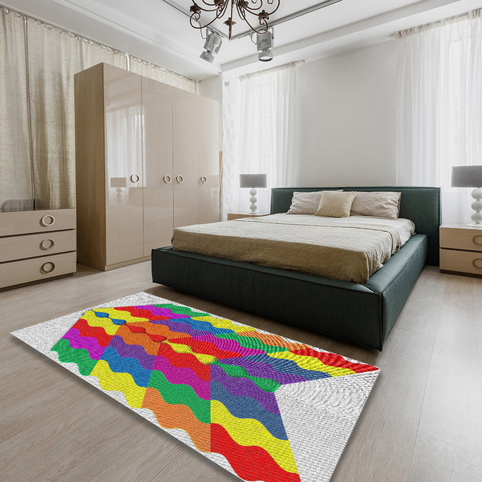 Patterned Pink Modern Rug in a Bedroom, pat854