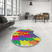 Round Patterned Pink Modern Rug in a Office, pat854