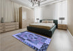 Patterned Deep Periwinkle Purple Rug in a Bedroom, pat855blu