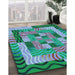 Machine Washable Transitional Lime Mint Green Rug in a Family Room, wshpat855lblu