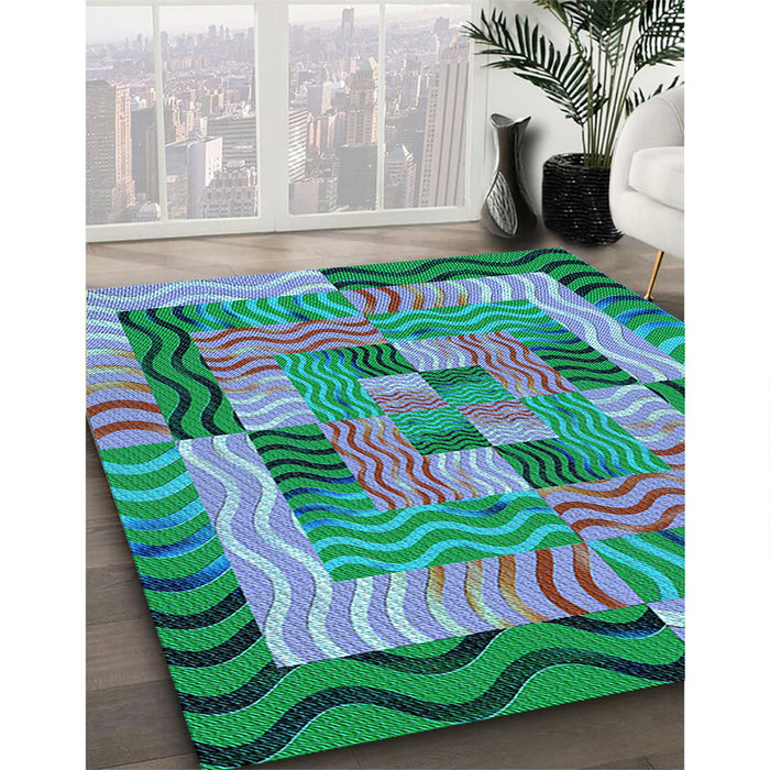 Patterned Lime Mint Green Rug in Family Room, pat855lblu