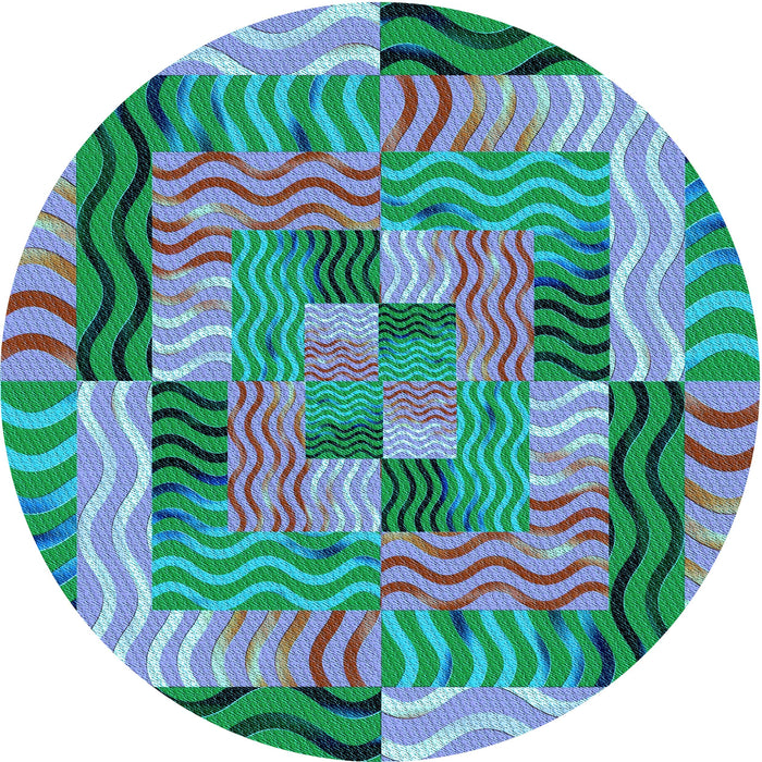 Square Patterned Lime Mint Green Rug, pat855lblu