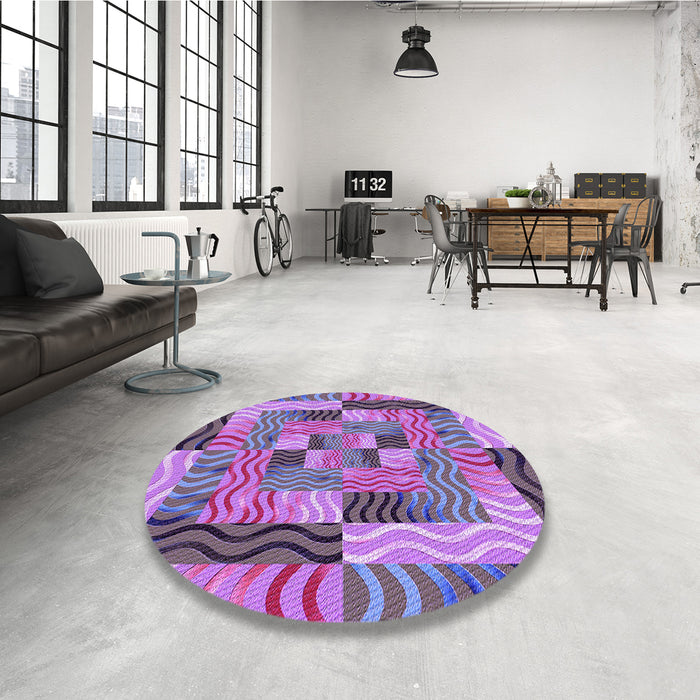 Round Patterned Purple Purple Rug in a Office, pat855pur