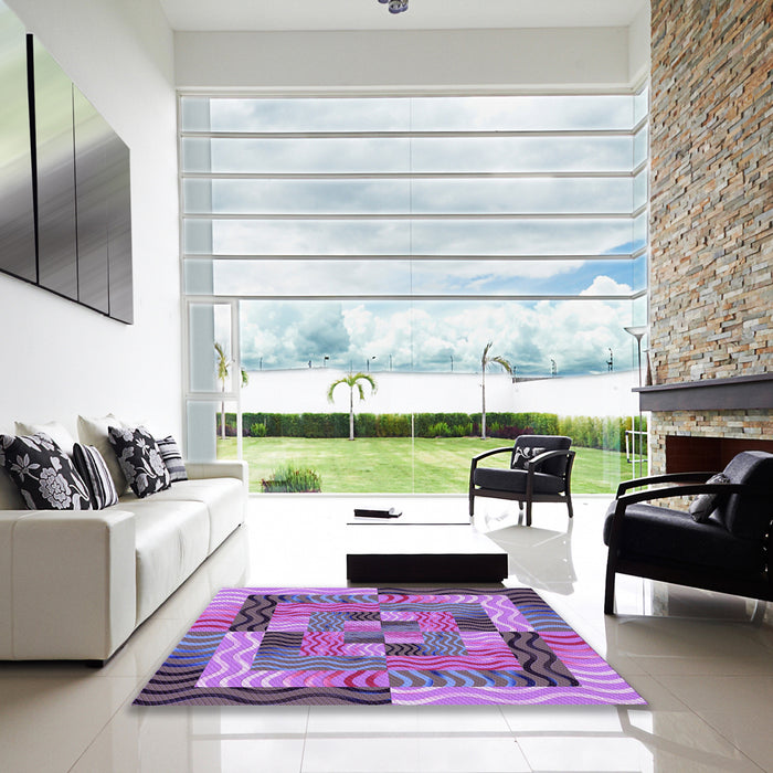 Square Patterned Purple Purple Rug in a Living Room, pat855pur