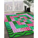 Machine Washable Transitional Green Rug in a Family Room, wshpat855