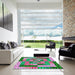 Square Machine Washable Transitional Green Rug in a Living Room, wshpat855