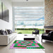 Square Patterned Green Modern Rug in a Living Room, pat855