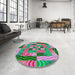 Round Patterned Green Modern Rug in a Office, pat855