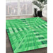 Patterned Neon Green Rug in Family Room, pat856grn