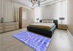 Patterned Blue Rug in a Bedroom, pat856pur