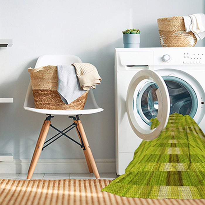 Machine Washable Transitional Dark Yellow Green Rug in a Washing Machine, wshpat856yw