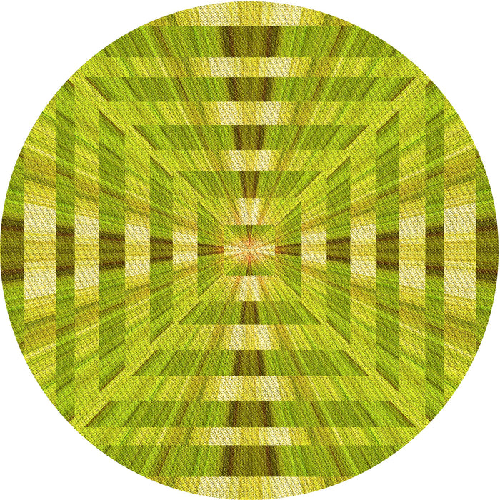 Square Patterned Dark Yellow Green Rug, pat856yw