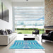 Square Machine Washable Transitional Blue Ivy Blue Rug in a Living Room, wshpat856