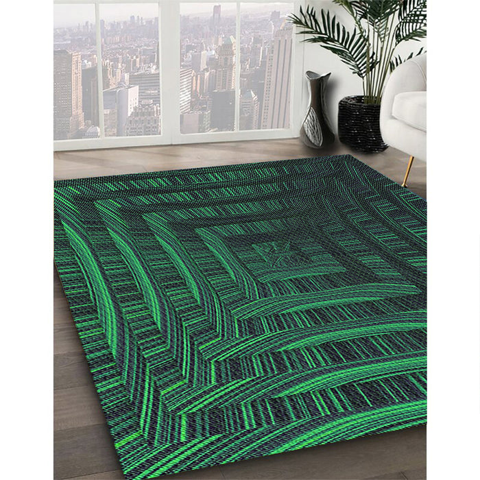 Machine Washable Transitional Dark Slate Grey Green Rug in a Family Room, wshpat857grn