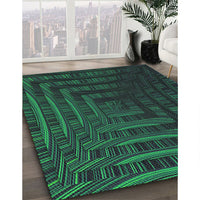 Patterned Dark Slate Grey Green Rug, pat857grn