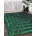 Patterned Dark Slate Grey Green Rug in Family Room, pat857grn