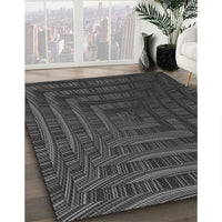 Patterned Charcoal Black Rug, pat857gry