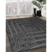 Patterned Charcoal Black Rug in Family Room, pat857gry