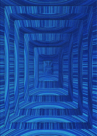 Machine Washable Transitional Neon Blue Rug, wshpat857lblu