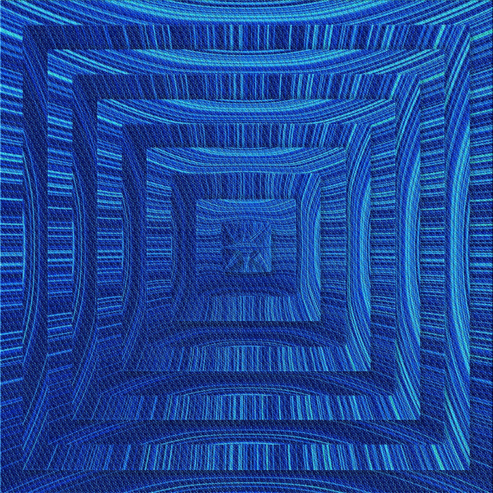 Round Patterned Neon Blue Rug, pat857lblu