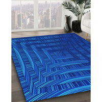 Patterned Neon Blue Rug, pat857lblu