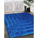 Patterned Neon Blue Rug in Family Room, pat857lblu