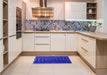 Patterned Bright Blue Rug in a Kitchen, pat857pur