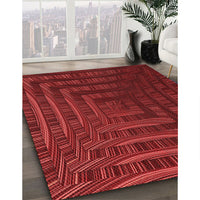 Patterned Cranberry Red Rug, pat857rd