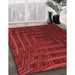 Patterned Cranberry Red Rug in Family Room, pat857rd