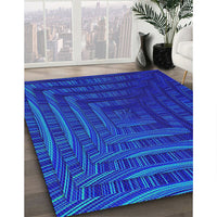 Patterned Blue Modern Rug, pat857