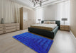 Machine Washable Transitional Blue Rug in a Bedroom, wshpat857