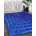 Patterned Blue Modern Rug in Family Room, pat857