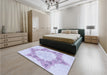 Patterned Purple Mimosa Purple Rug in a Bedroom, pat858blu