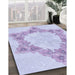 Patterned Purple Mimosa Purple Rug in Family Room, pat858blu