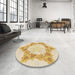 Round Patterned Khaki Gold Rug in a Office, pat858brn