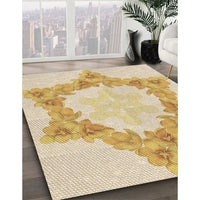 Patterned Khaki Gold Rug, pat858brn