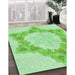 Machine Washable Transitional Green Rug in a Family Room, wshpat858grn