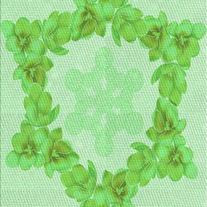 Machine Washable Transitional Green Rug, wshpat858grn
