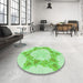 Round Patterned Green Rug in a Office, pat858grn