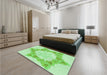 Patterned Green Rug in a Bedroom, pat858grn
