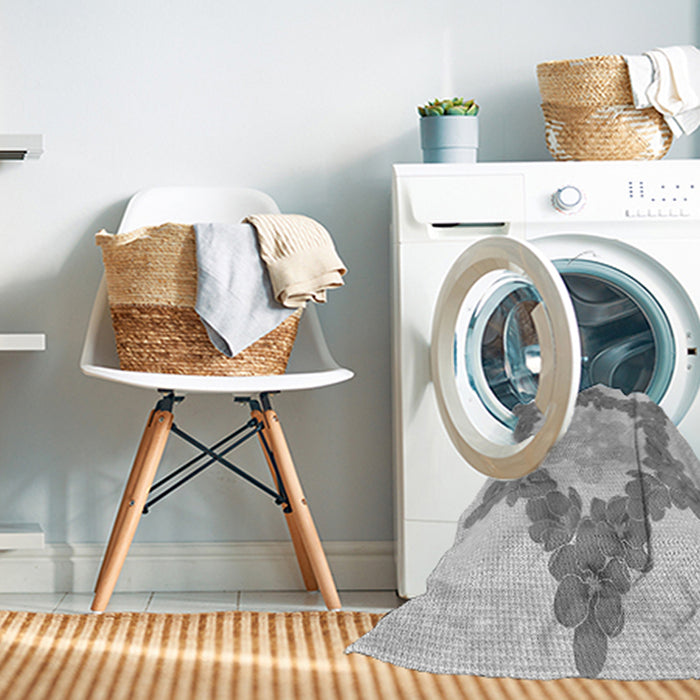 Machine Washable Transitional Gunmetal Gray Rug in a Washing Machine, wshpat858gry